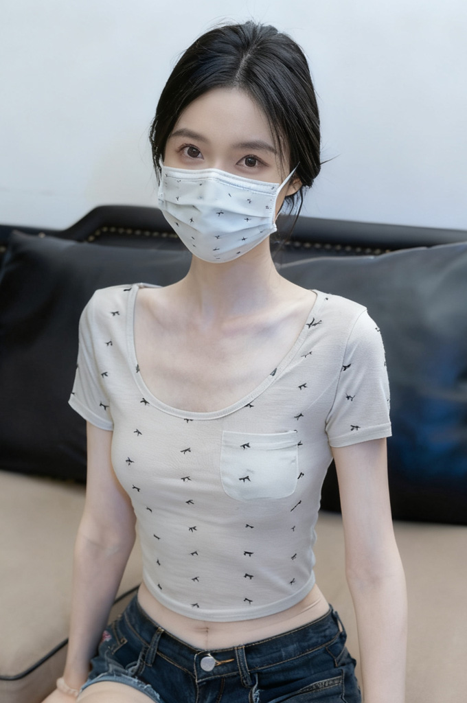 A206-牛仔短裤 肉色丝袜