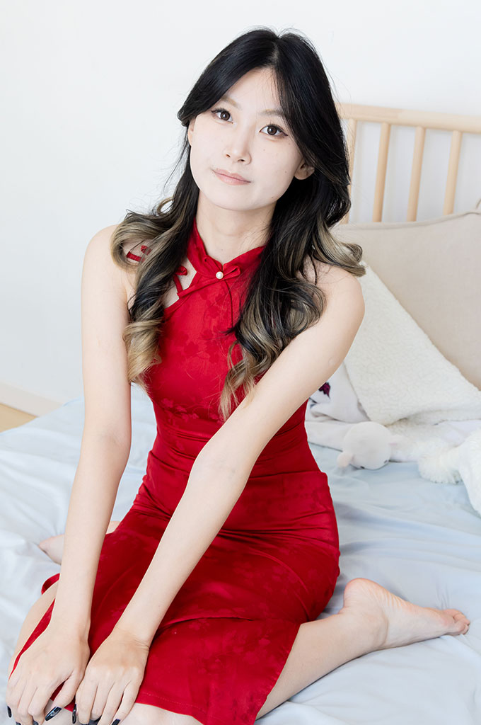 W327-旗袍、高跟鞋、裸足、白棉袜